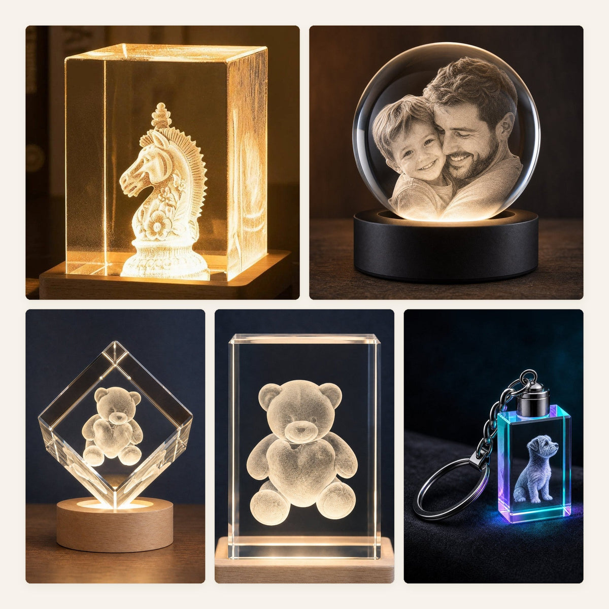 Personalised 3D Crystals – sample products