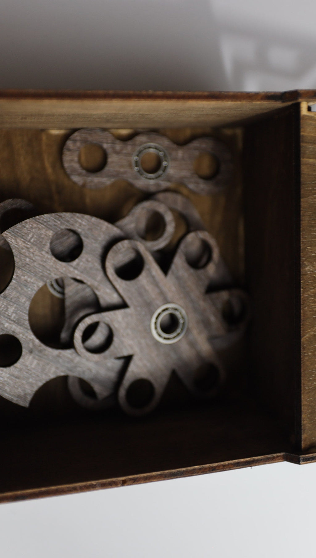 5 mm wooden fidget spinners in an open box