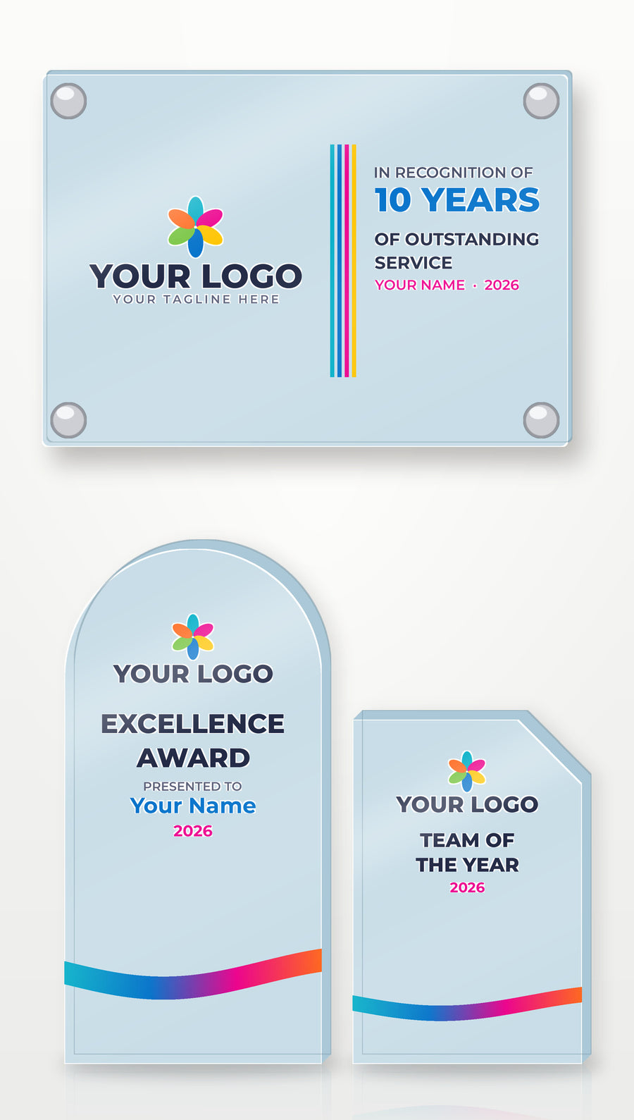 Full-colour UV printed acrylic plaque and awards