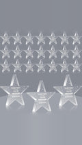 Clear acrylic appreciation stars with sample wording