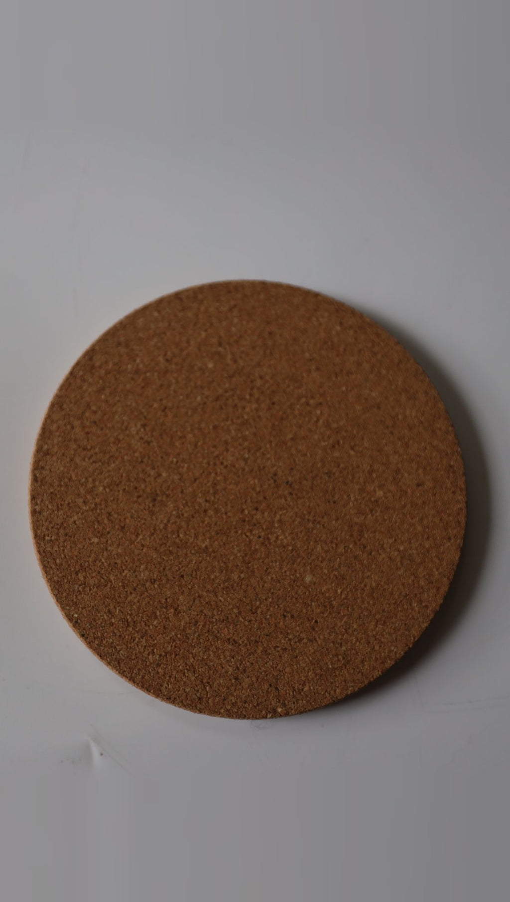 Plain cork coaster, top view