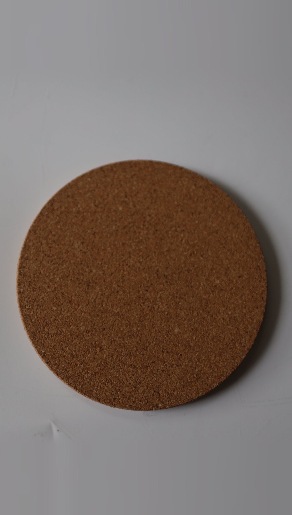 Plain cork coaster, top view