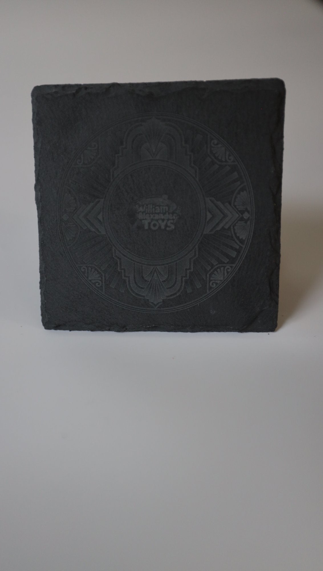 Engraved square slate coaster with sample logo