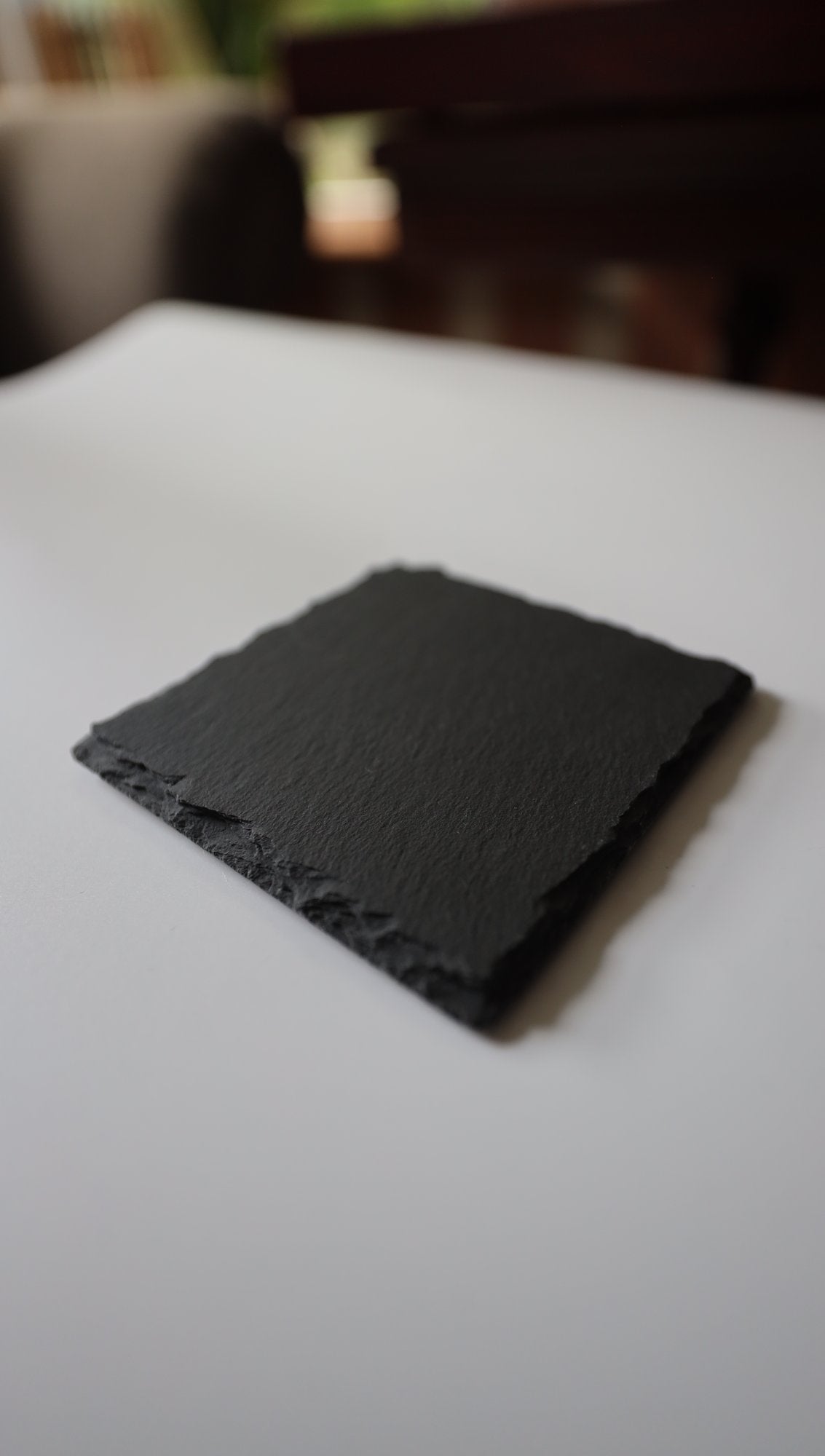 Slate coaster, angled view