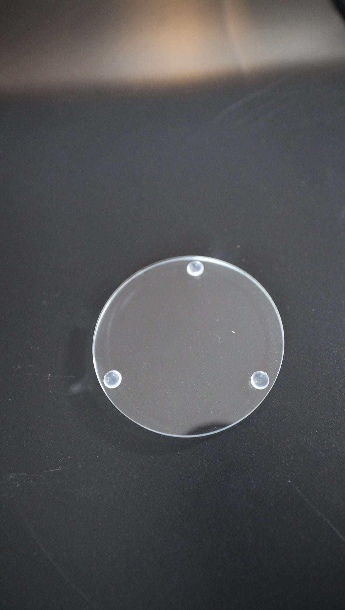 Clear glass coaster with non-slip feet, unengraved