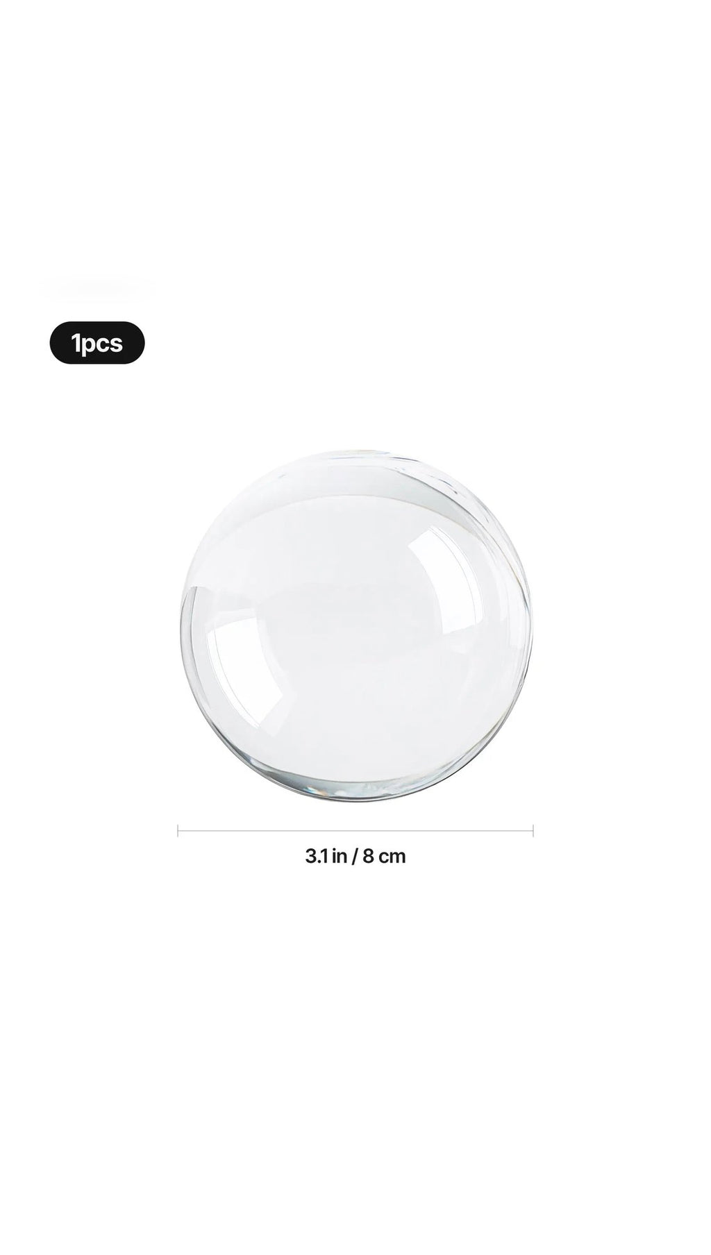 Clear 8 cm crystal ball before engraving