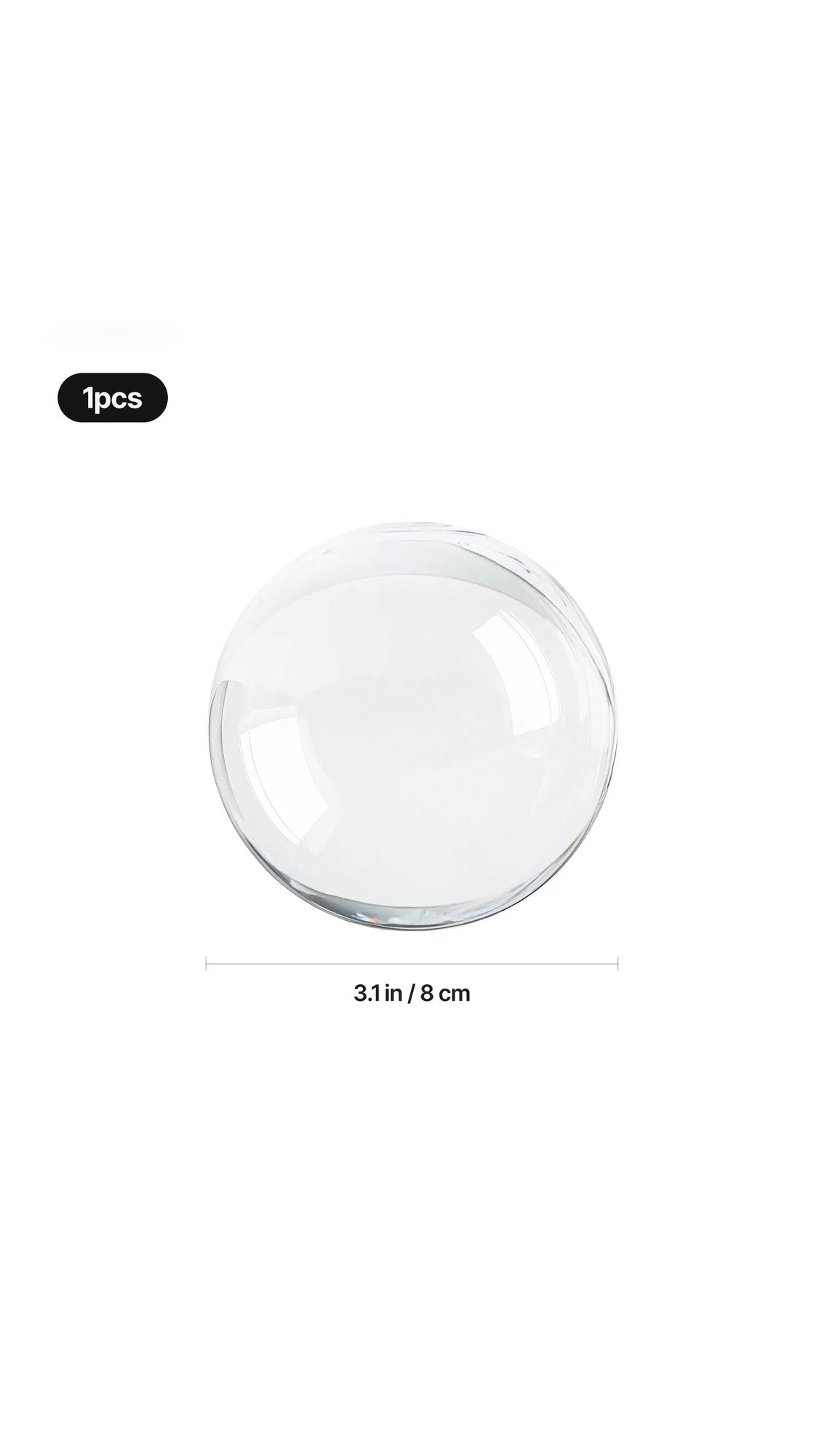 Clear 8 cm crystal ball before engraving