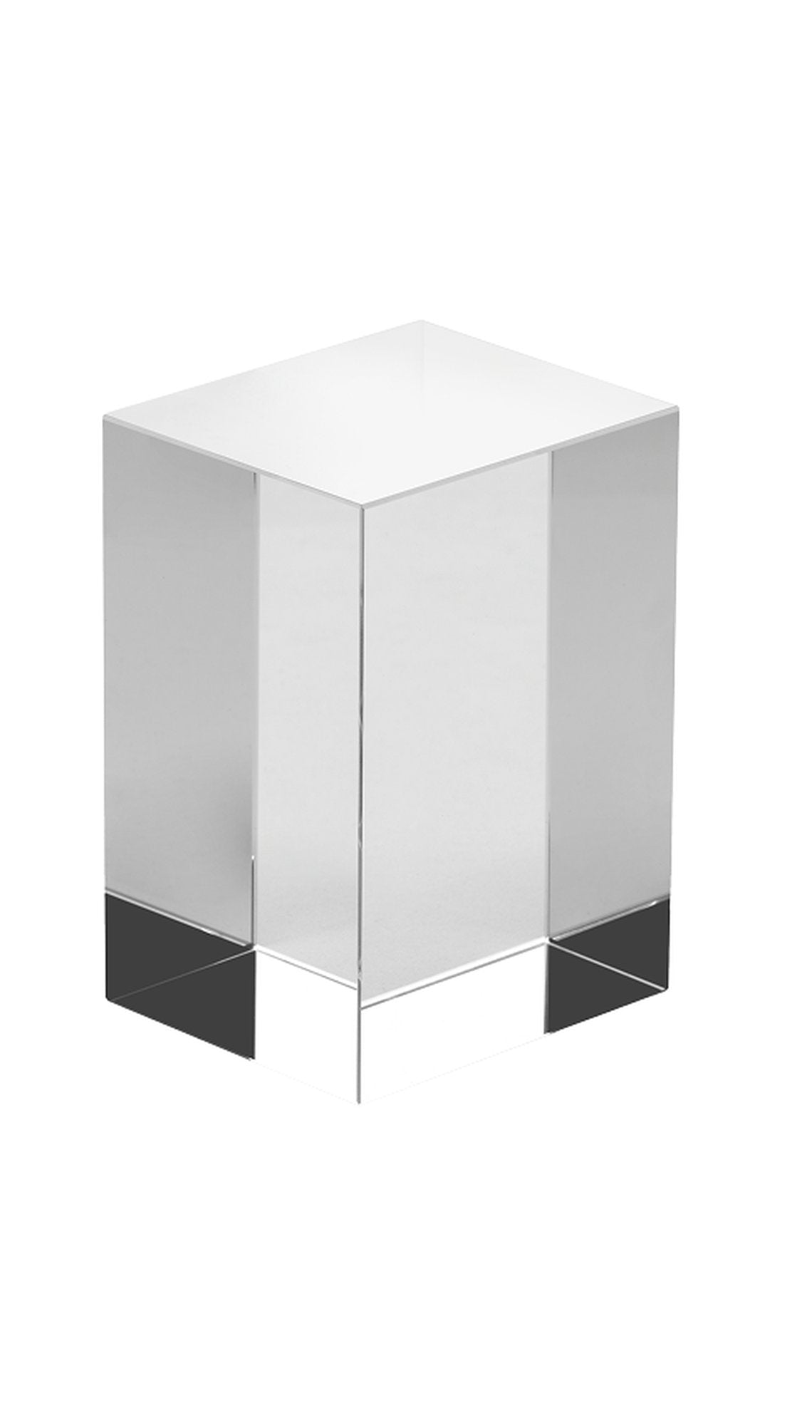 Clear rectangular crystal block before engraving