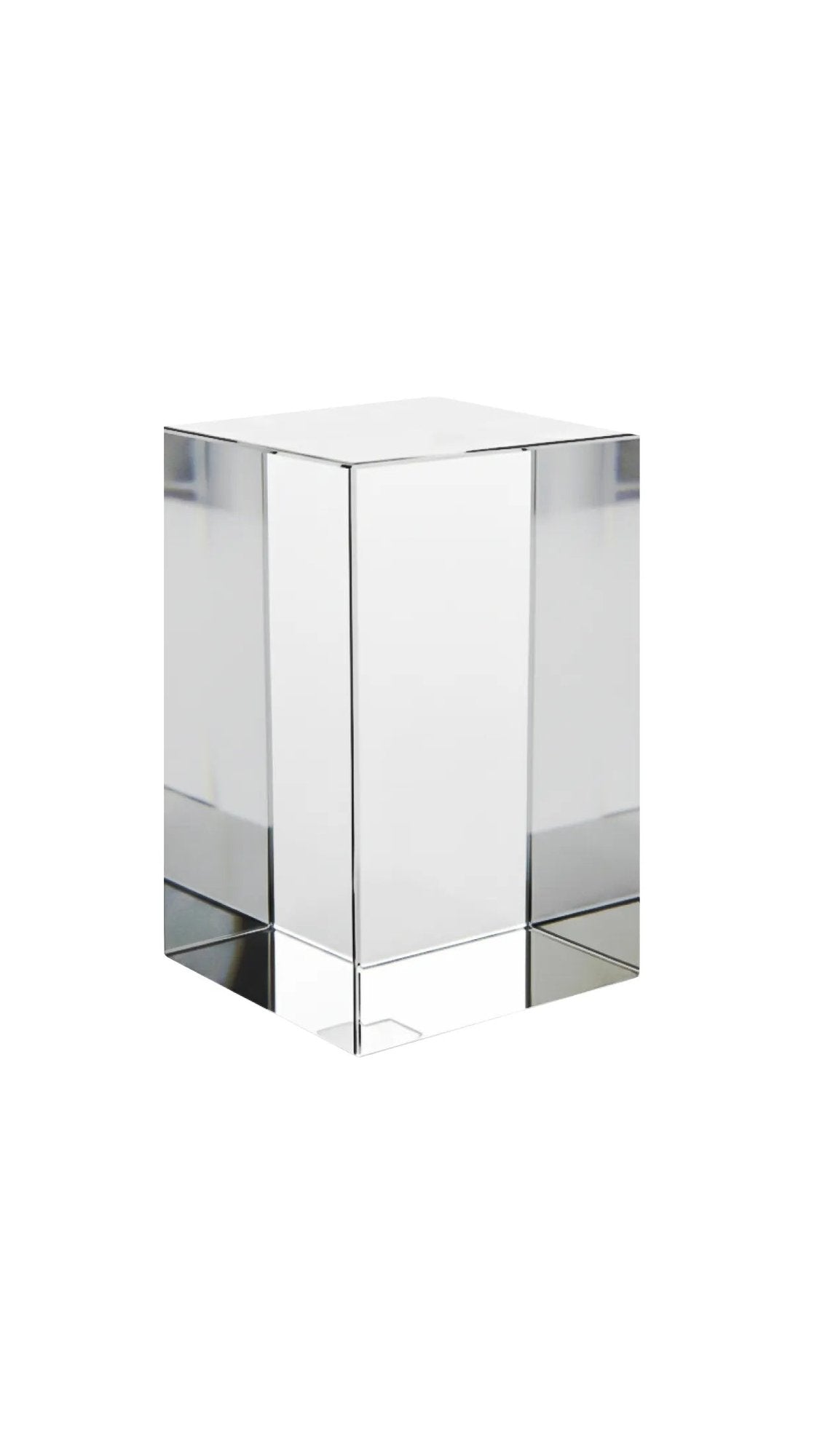 Clear square K9 crystal tower before engraving