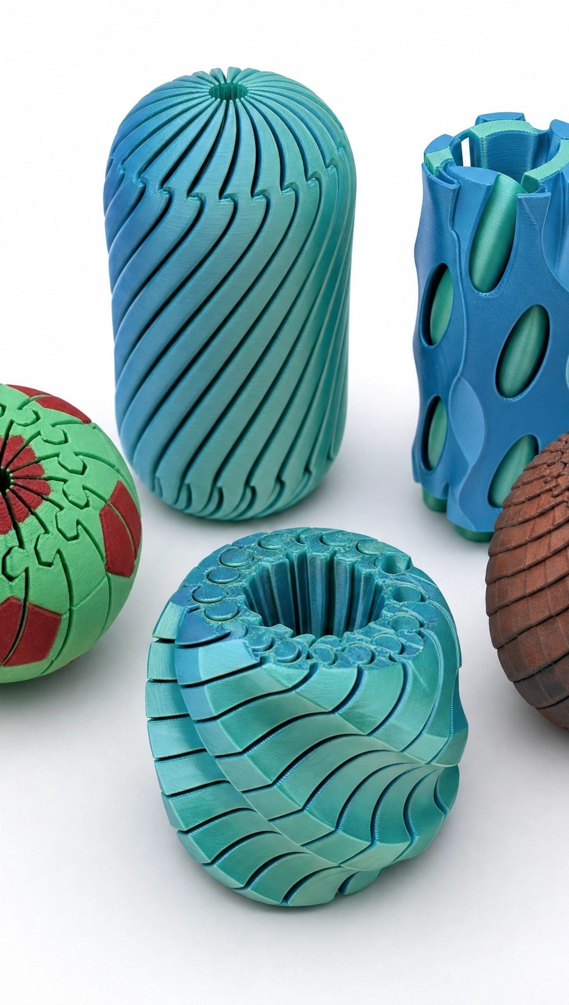 Spiral fidgets, all five together